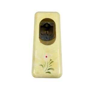 VTG M.G. Bottle Opener & Catcher Cover Wall Mount Cream Yellow Floral Retro MCM